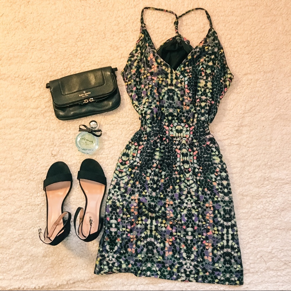 Spaghetti Strap Faux Wrap Dress with Pockets